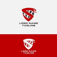 snake shield logo design vector