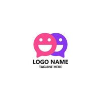smiling couple message logo design vector
