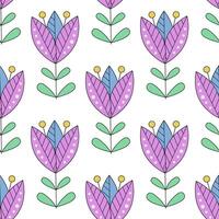 Seamless pattern with fancy flower in doodle style vector