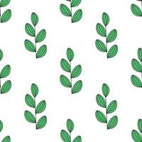 seamless botanical pattern with doodle-style leaves vector