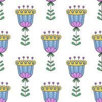 Floral seamless pattern with abstract plant in Scandinavian style vector