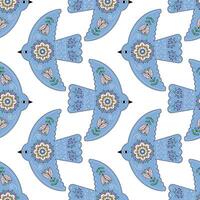 20-12-2024Seamless bird pattern with floral ornament in Scandinavian folk style vector
