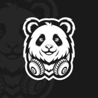 Panda with headset, illustration mascot design vector