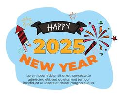 new year 2025 theme background with illustration of firework exploding vector