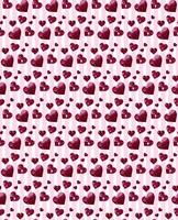 Seamless pattern featuring red heart shapes of varying sizes arranged uniformly on a pink and white stripes background. For wallpaper, Valentine Day decorations, packaging materials, wrapping paper. vector