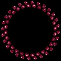 Circular frame design with shimmering red glitter hearts. Symmetrical arrangement creating a visually balanced composition. Luxurious glitter texture enhancing romantic festive quality and allure. vector