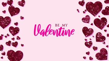 Valentine Day greeting card design with soft pink background. Romantic and elegant atmosphere. Uneven, irregular abstract shape glittery heart. For printed greeting card, digital invitation. vector