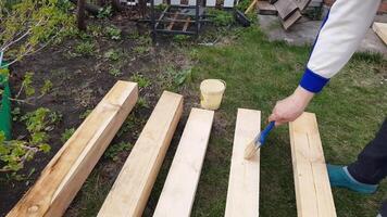 A person is using a brush to clean up some wood video