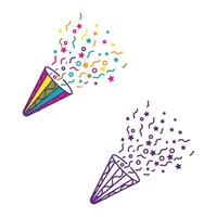Party popper and explosion multicolor confetti set stock illustration vector