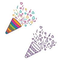 Fireworks draws a party. Confetti floating from the birthday party fireworks stock illustration vector