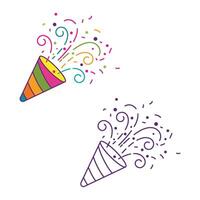 Cute party popper isolated confetti explosion firecrackers celebration vector