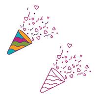 Party poppers explode confetti at birthday party events. stock illustration vector