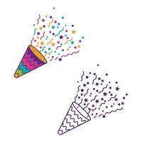 Confetti and trumpet element set stock illustration vector