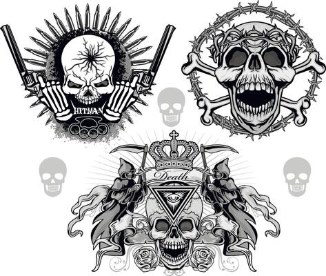 set, sign with skull