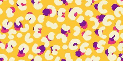 Modern seamless animal-inspired pattern with bold colorful spots on a soft vibrant yellow background. leopard print. Trendy, vibrant design ideal for fashion, textiles, stationery vector