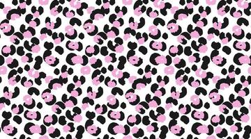 Playful colorful seamless leopard pattern with vibrant pink and black spots on a white background. bold and modern design animal print perfect for textiles, fashion, digital art vector