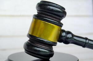 Close up of gavel with customizable space on the gavel for text or any ideas photo