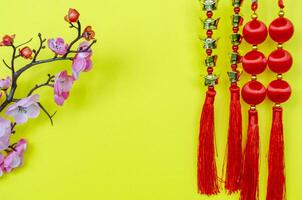 Chinese New Year decoration with customizable space for text. Chinese New Year celebration concept photo