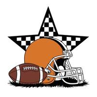 Football Helmet and Ball with Star Background Illustration vector