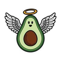 Cute Avocado with Angel Wings and Halo vector