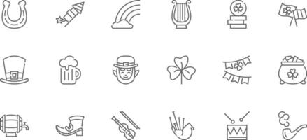 St Patrick Day Set of line icons with editable stroke vector