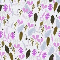 seamless pattern hand drawn abstract leaves background vector