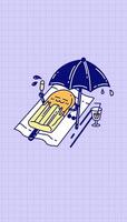 Flat design icecream enjoying summer on beach illustratio vector