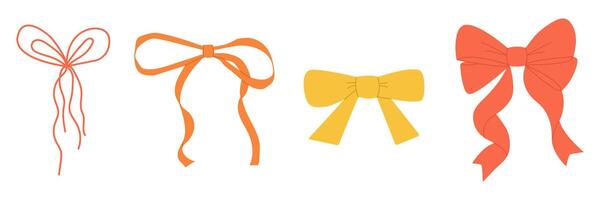 Decorative bowknot set in hand-drawn style vector