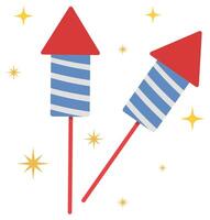 Sparkling firecracker flat icon isolated on white background. vector