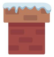 Flat icon of chimney with snow isolated on white background. vector