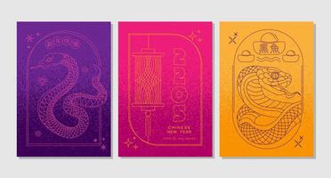 Lunar new year, Chinese New Year 2025 ,Year of the Snake ,line art vector