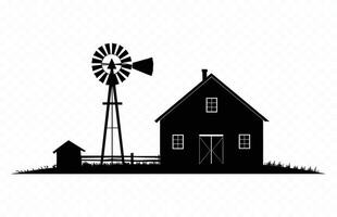 Old Farm Windmill Silhouette isolated on a white background vector