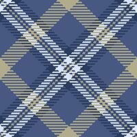 Tracery pattern check seamless, nice tartan textile texture. Domestic background plaid fabric in blue and pastel colors. vector