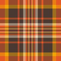 Japan plaid texture pattern, 1960s fabric seamless textile. Many tartan background check in orange and amber colors. vector