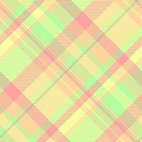 Tracery seamless texture fabric, gift paper plaid check . Website background pattern tartan textile in lime and orange colors. vector