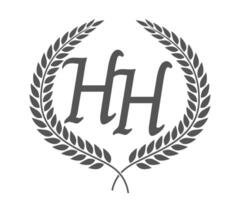 Initial letter H and H, HH monogram logo design with laurel wreath. Luxury calligraphy font. vector