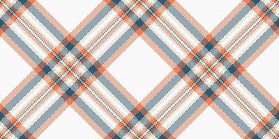Damask background plaid , smooth tartan check pattern. Styled texture textile fabric seamless in white and orange colors. vector