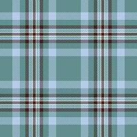 Large pattern fabric, 1950s background textile check. Long seamless texture tartan plaid in cyan and light colors. vector