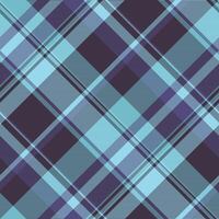 Real background texture, indoor fabric seamless check. Plain textile tartan plaid pattern in cyan and dark colors. vector