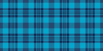 Chequered fabric pattern plaid, silky textile texture. Throw tartan check background seamless in blue and cyan colors. vector