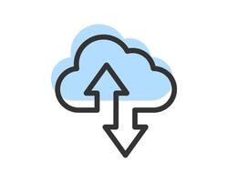 Cloud Storage And Data Transfer Icon. Computing Service And Network Related Line Icons. Database And Server, Cyber Security, Digital Transformation. vector