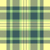 Sky check plaid seamless, luxury textile texture. Mockup fabric tartan pattern background in cyan and yellow colors. vector