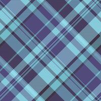 Mat seamless plaid background, glen tartan textile texture. Cotton pattern fabric check in cyan and indigo colors. vector