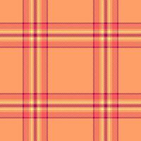 Small tartan pattern fabric, paint plaid check seamless. Celtic textile background texture in orange and red colors. vector