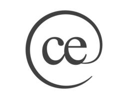 CE logo from two letter with circle shape email sign style. C and E round logotype of business company vector