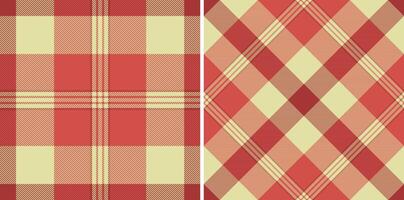 Check background texture of fabric seamless plaid with a pattern tartan textile. Set in food colors. Latest trends in modern everyday fashion prints. vector