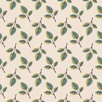 Hand drawn floral pattern design. Simple ornament with plant and leaf. vector