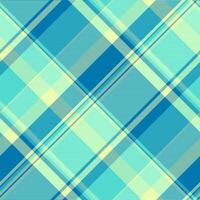Periodic textile fabric plaid, warm background check . Row tartan pattern texture seamless in cyan and mint colors. vector