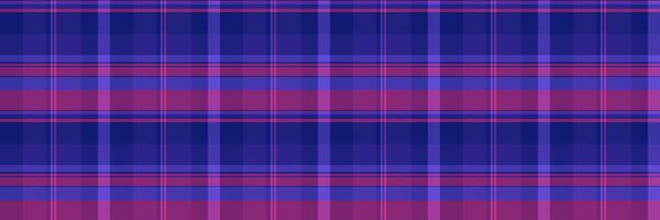 Covering textile pattern seamless, graphic fabric plaid texture. Ornament check background tartan in indigo and pink colors. vector