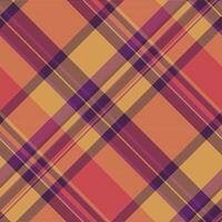 Stationary texture check, soft seamless textile pattern. Order background tartan fabric plaid in orange and red colors. vector